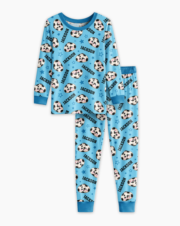 Personalized Sports Dumpling Custom Name Bamboo Two Piece Long Sleeve Pajama Set
