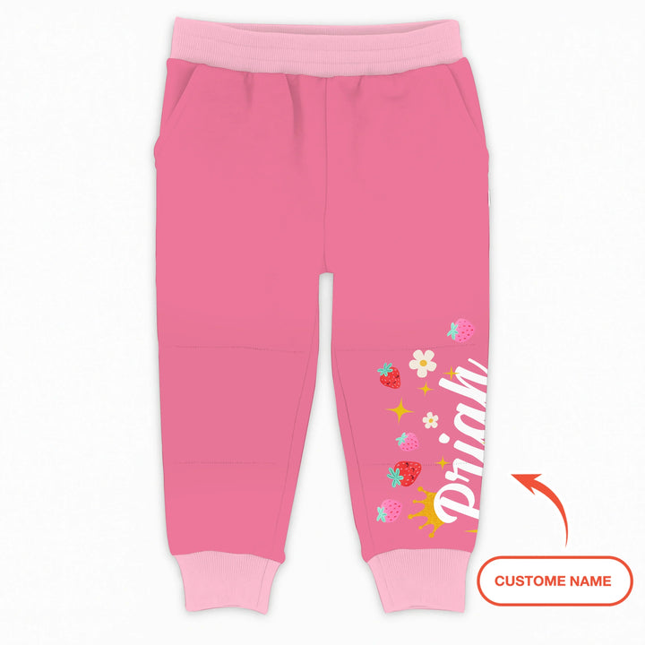 Custom Name Strawberry Girl Bamboo Jogger