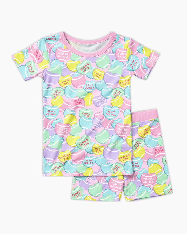 Tennis Candy Family Matching Bamboo Two Piece Short Sleeve Shorts Pajama Set