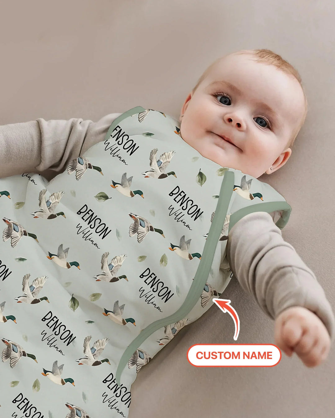 Custom Name Mallard Duck Bamboo Sleep Bag