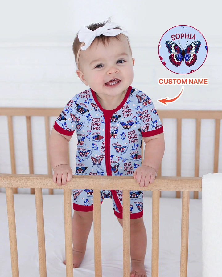 God Says I Am - Liberty Wings Custom Name Bamboo Shorty Zippy