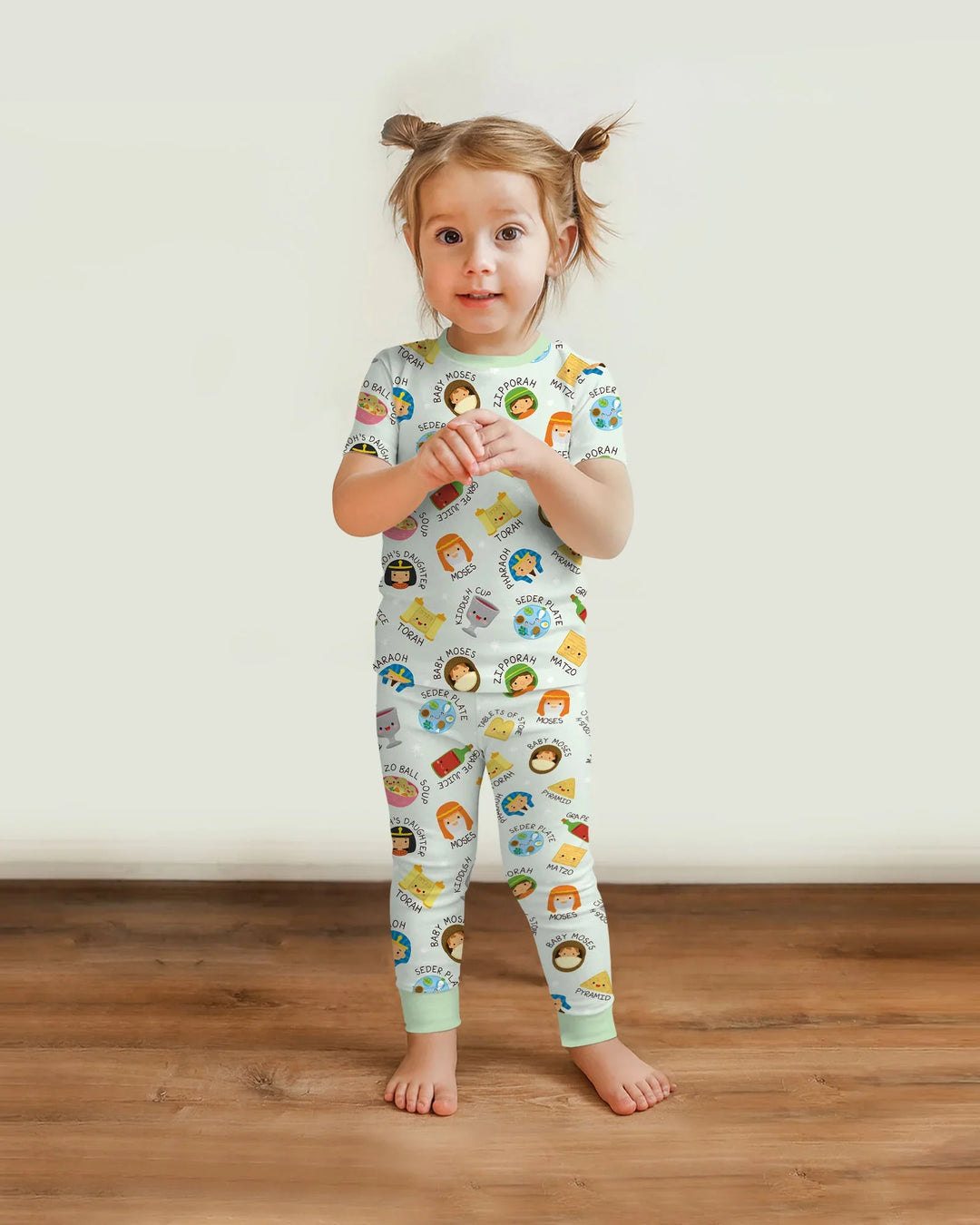 Cute Passover CharactersBamboo Two Piece Short Sleeve Pajama Set