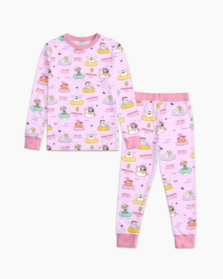 Summerween Cartoon Bamboo Two Piece Long Sleeve Pajama Set