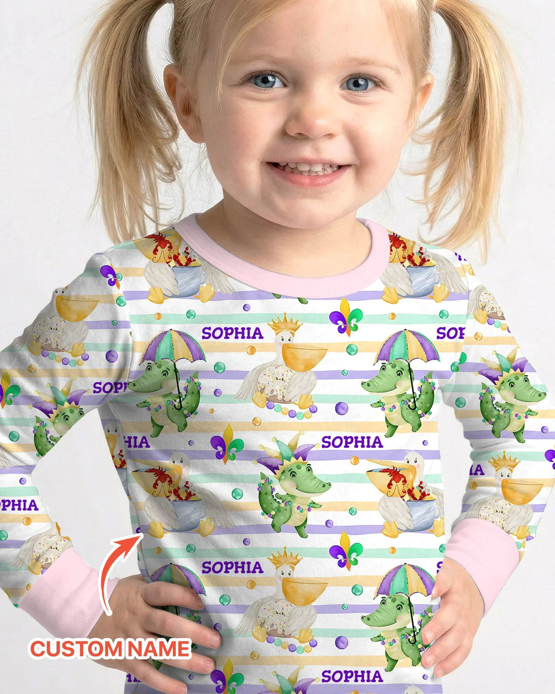 Happy Mardi Gras Adventure Family Matching Bamboo Two Piece Long Sleeve Pajama Set