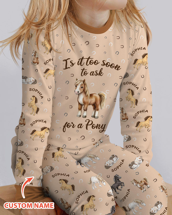 Custom Name Is It Too Soon to Ask for a Pony Bamboo Two Piece Long Sleeve Pajama Set