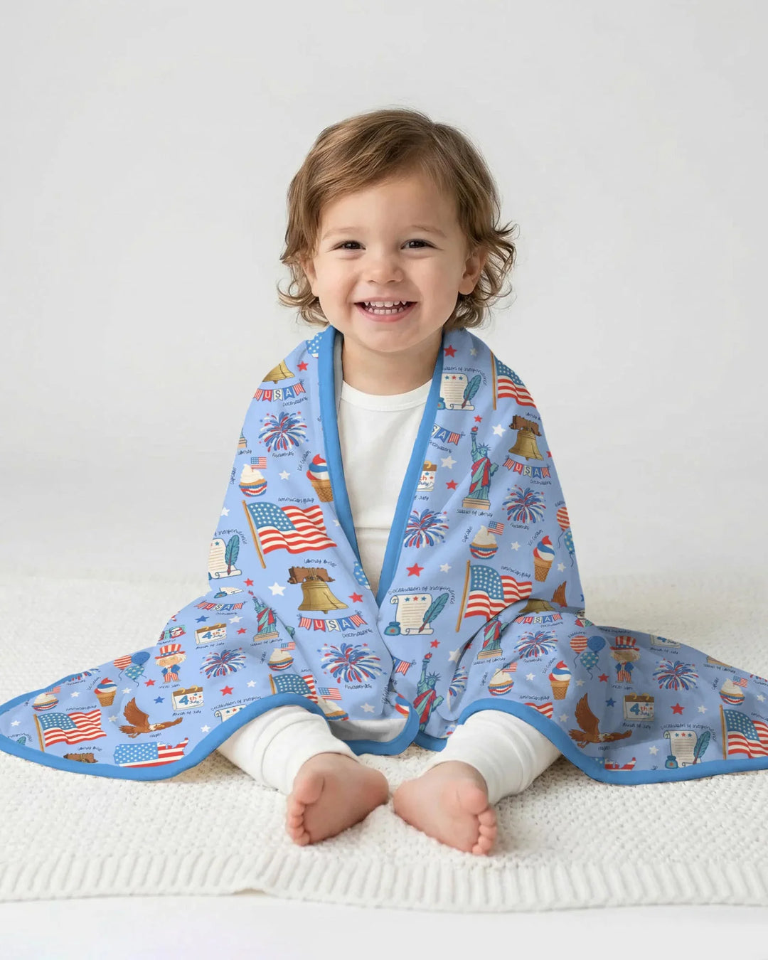 Hand Drawn Patriotic Iconic Bamboo Blanket