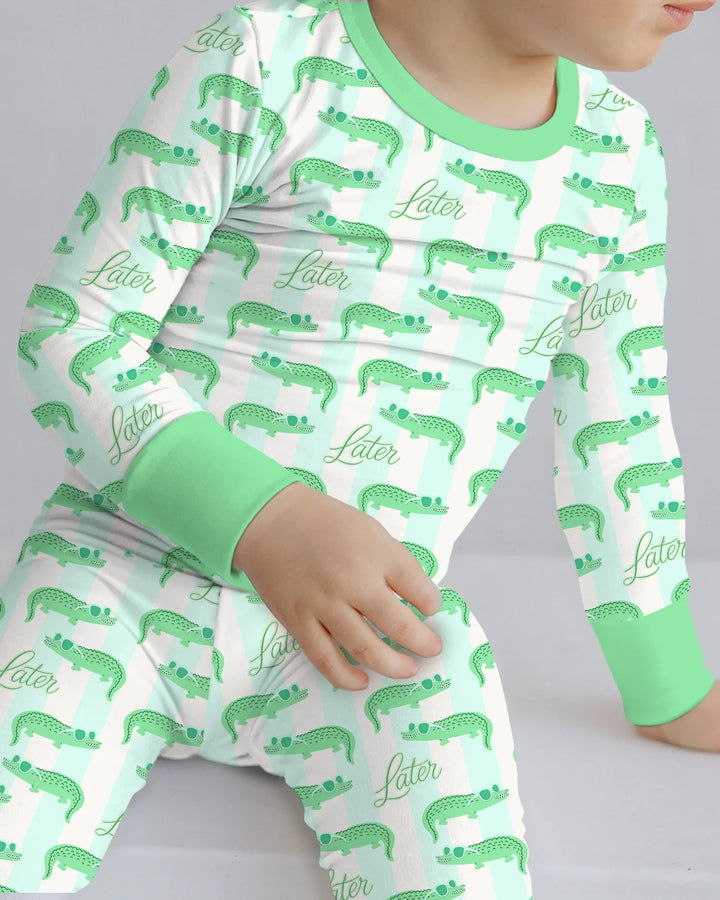 Later Gator Bamboo Two Piece Long Sleeve Pajama Set