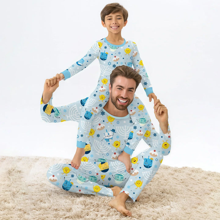 Hanukkah Little Dreidel Family Bamboo Men's Pajama Set