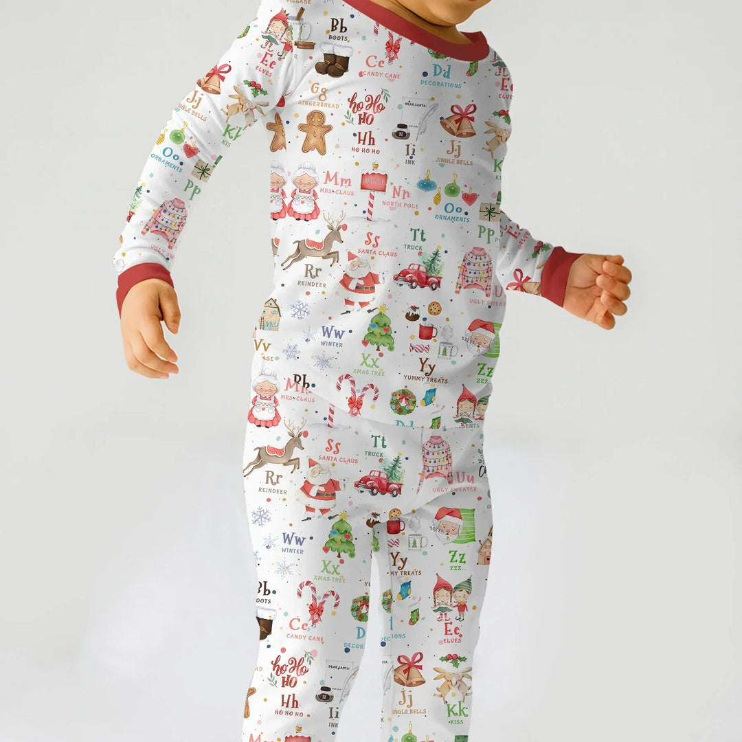 Christmas Alphabet Bamboo Two Piece Long Sleeve Pajama Set