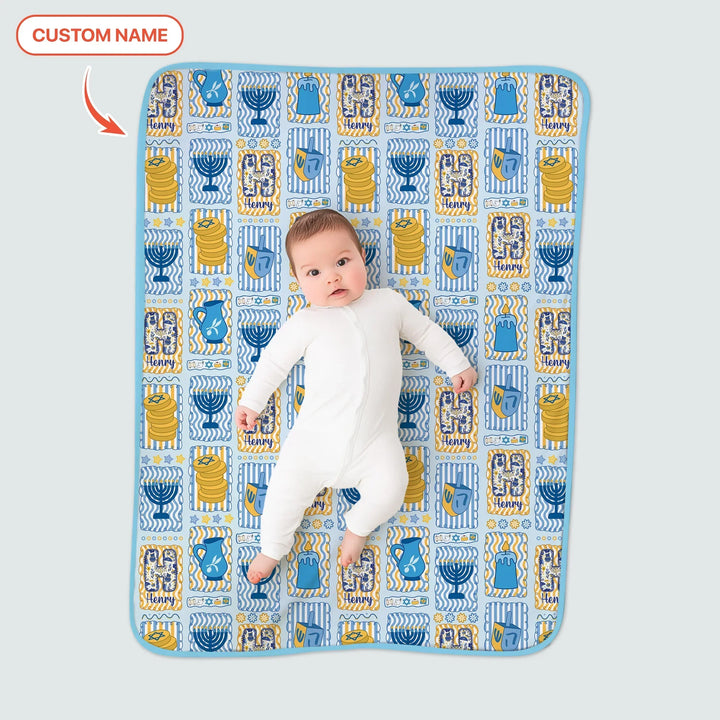 Custom Name Hanukkah Wonderland Bamboo Blanket