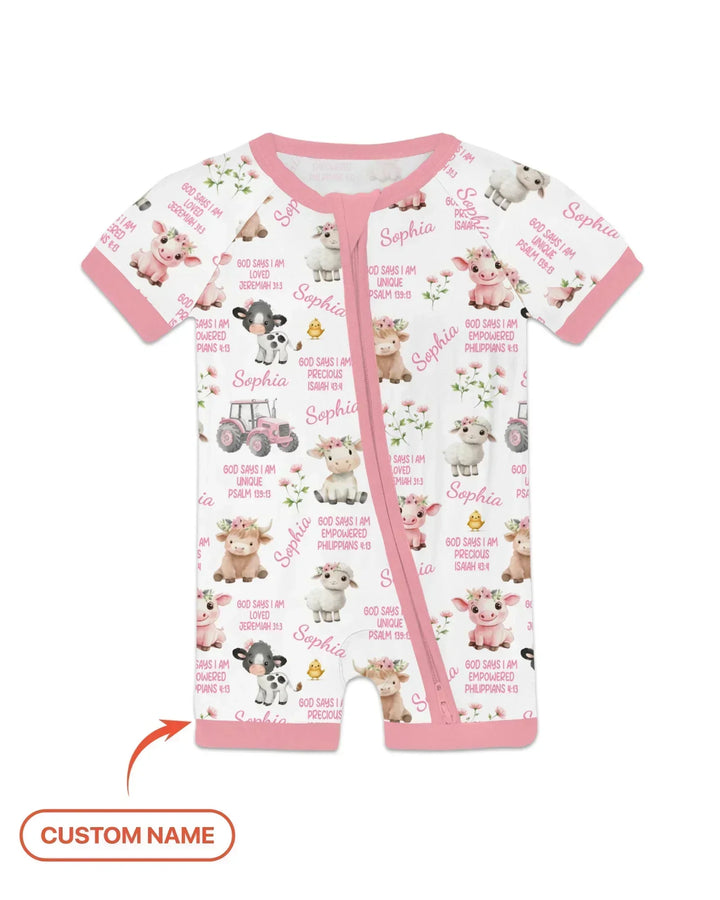 Custom Name God Says I Am Farm Animals Bamboo Shorty Zippy