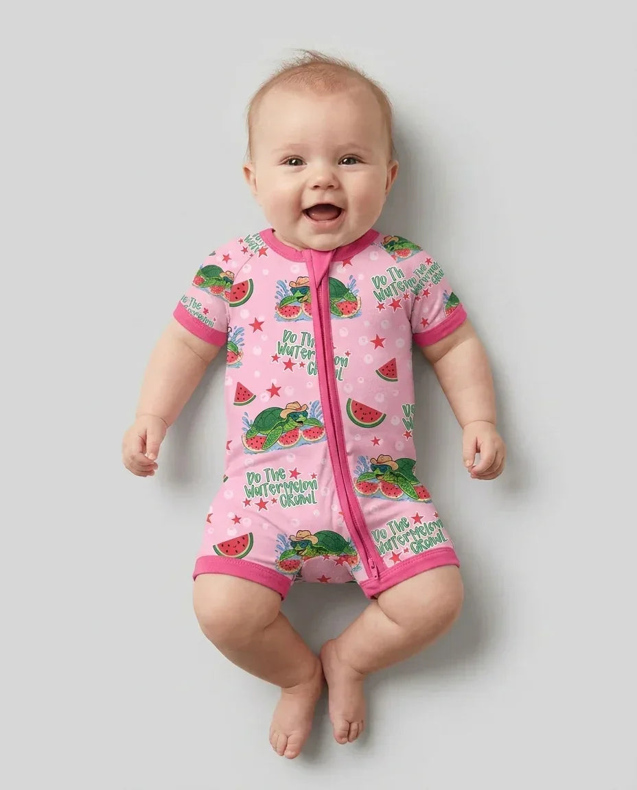 Watermelon Turtle Family Matching Bamboo Shorty Zippy