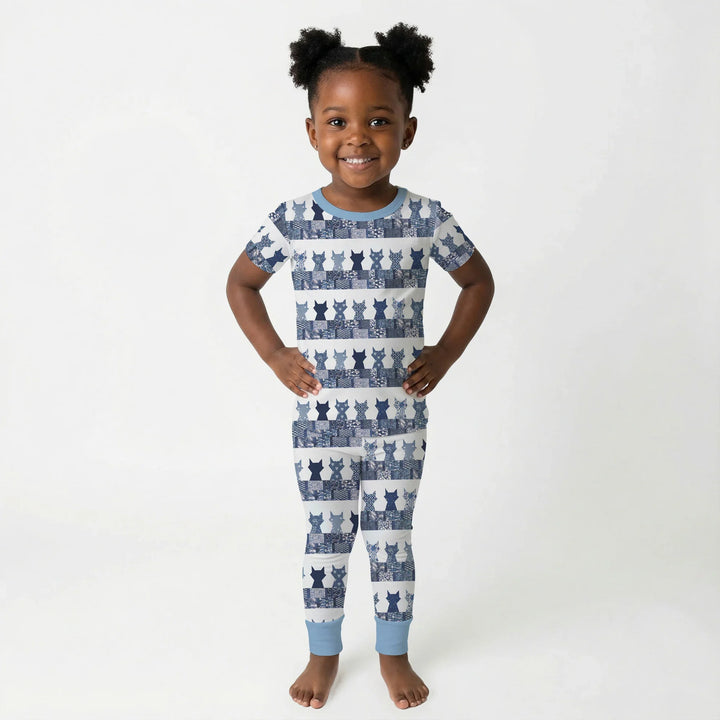 Midnight Feline Bamboo Two Piece Short Sleeve Pajama Set