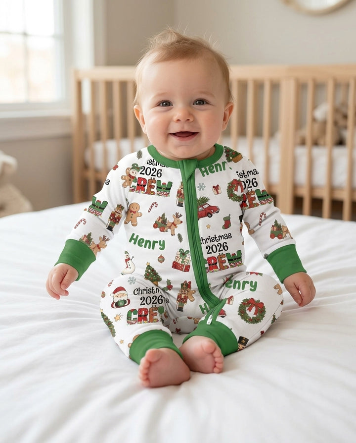 Custom Name Christmas 2026 Crew Bamboo Convertible Zippy