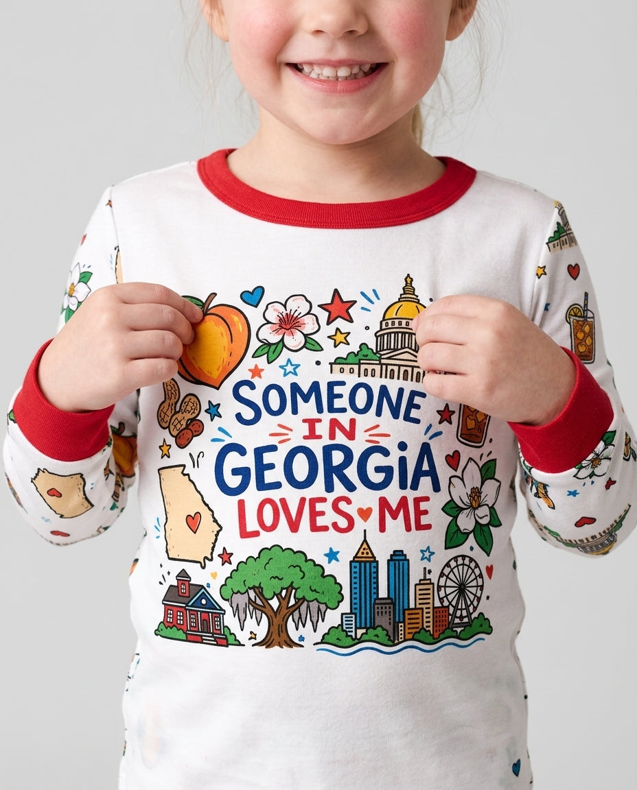 Someone in Georgia Loves Me Bamboo Two Piece Long Sleeve Pajama Set