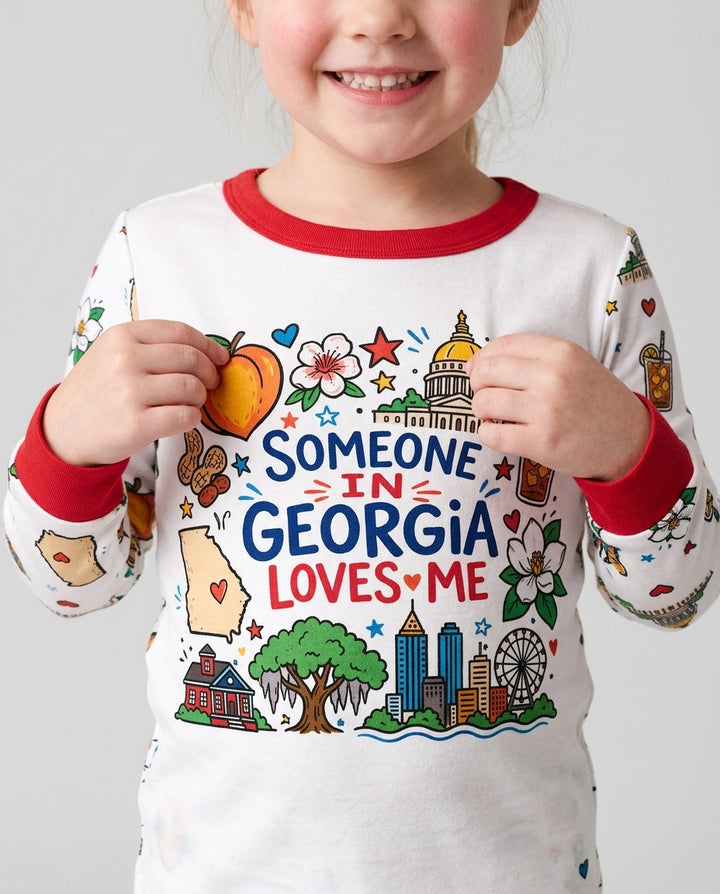 Someone in Georgia Loves Me Bamboo Two Piece Long Sleeve Pajama Set