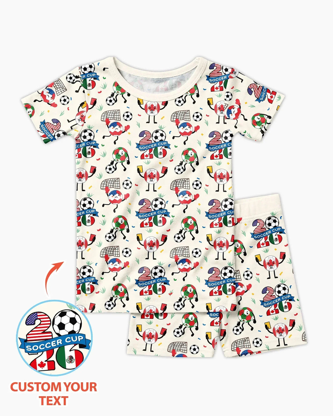 Soccer Squad 2026 Bamboo Two Piece Short Sleeve Shorts Pajama Set