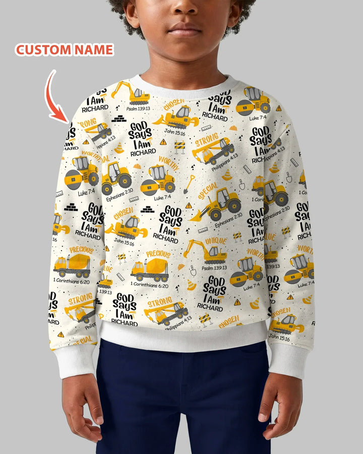 Custom Name God Says I Am Boy Bamboo Crewneck Sweatshirt