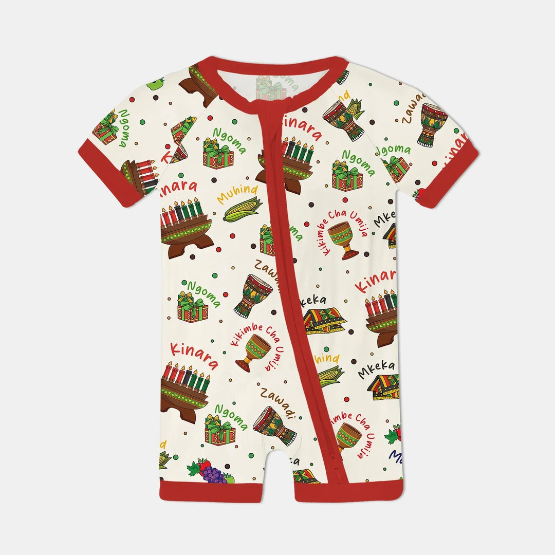 Happy Kwanzaa Family Matching Bamboo Shorty Zippy