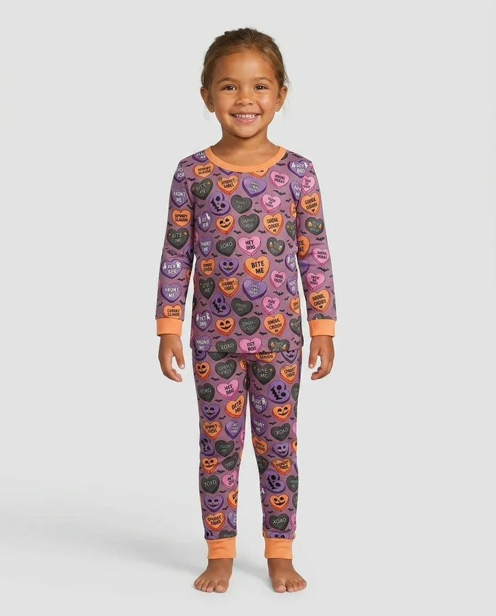 Candy Hearts Halloween Bamboo Two Piece Long Sleeve Pajama Set