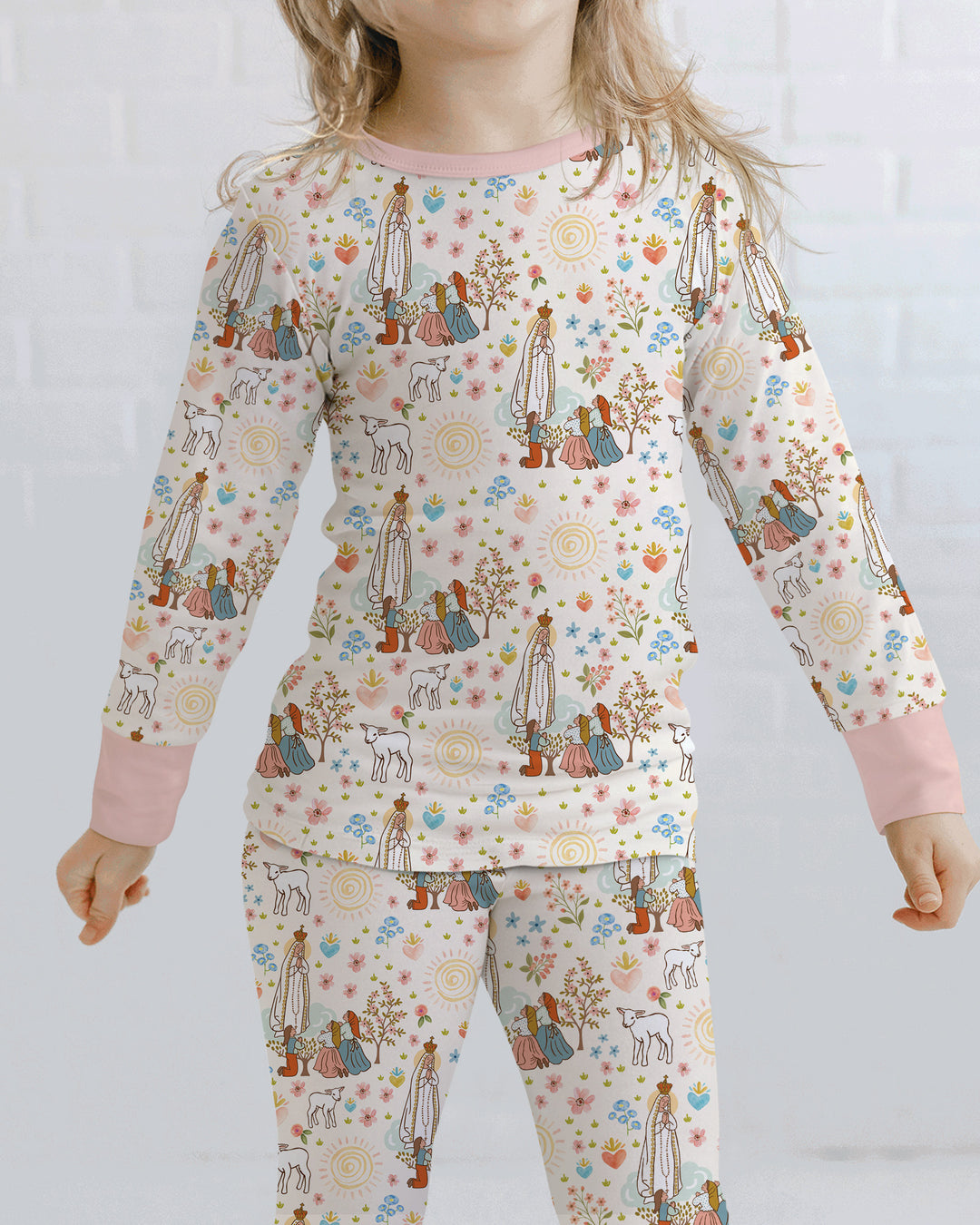 Our Lady of Fatima Bamboo Two Piece Long Sleeve Pajama Set