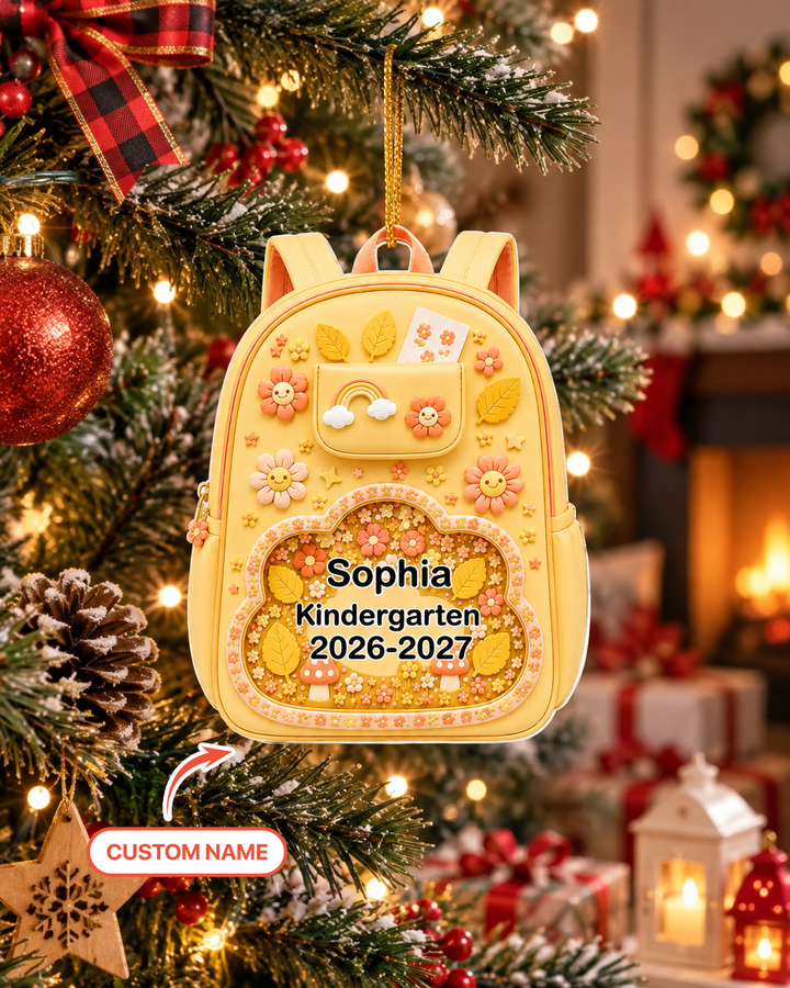 Kids School Backpack Acrylic Ornament