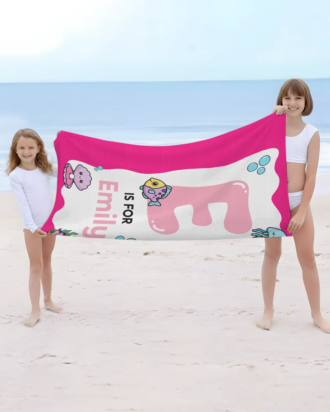 Personalised Ocean Theme Oversized Bamboo Beach Towel