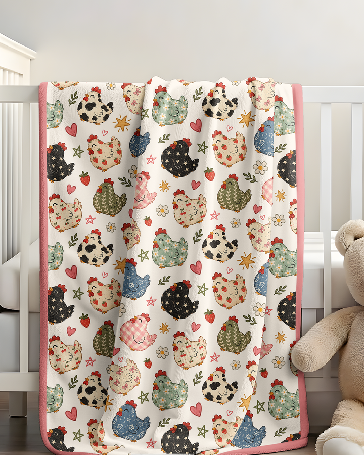 Playful Farm Chicken Bamboo Blanket