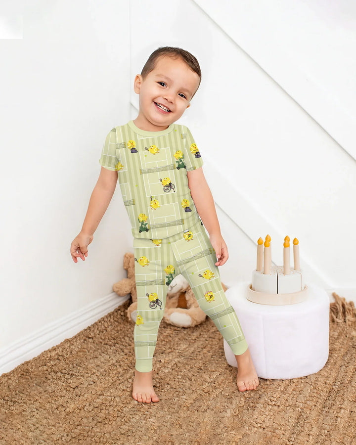 Tennis Bamboo Two Piece Short Sleeve Pajama Set
