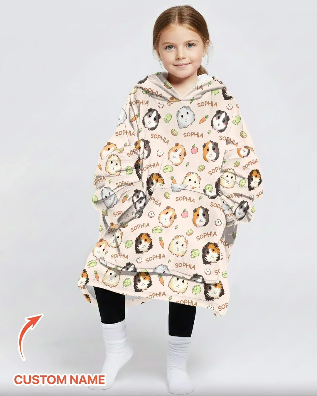 Custom Name Cute Guinea Pigs Bamboo Blanket Hoodie