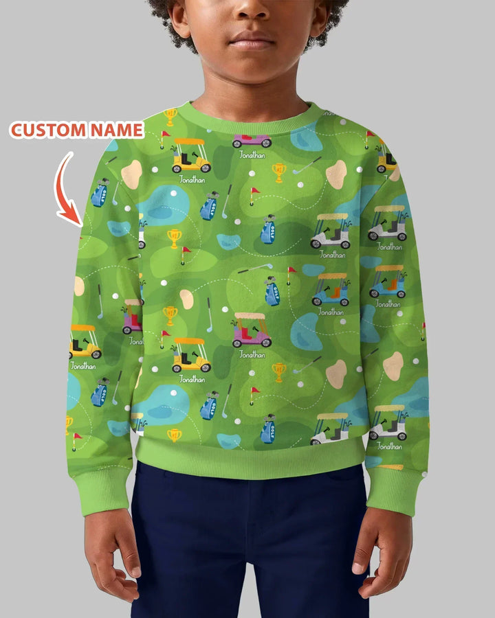 Custom Name Golf Season Family Matching Bamboo Crewneck Sweatshirt