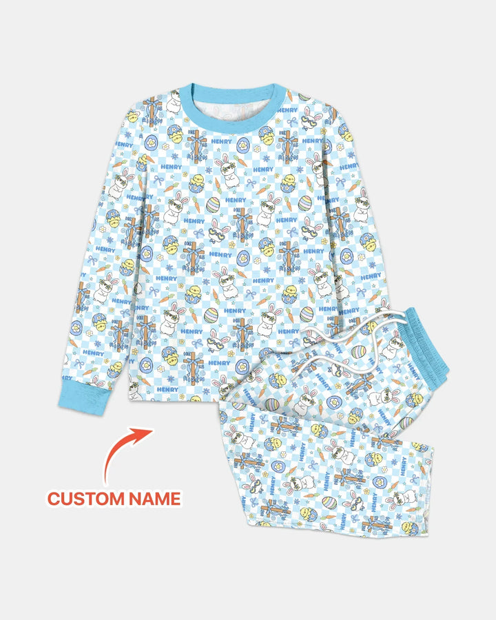 Custom Name Retro Easter Bamboo Men's Pajama Set