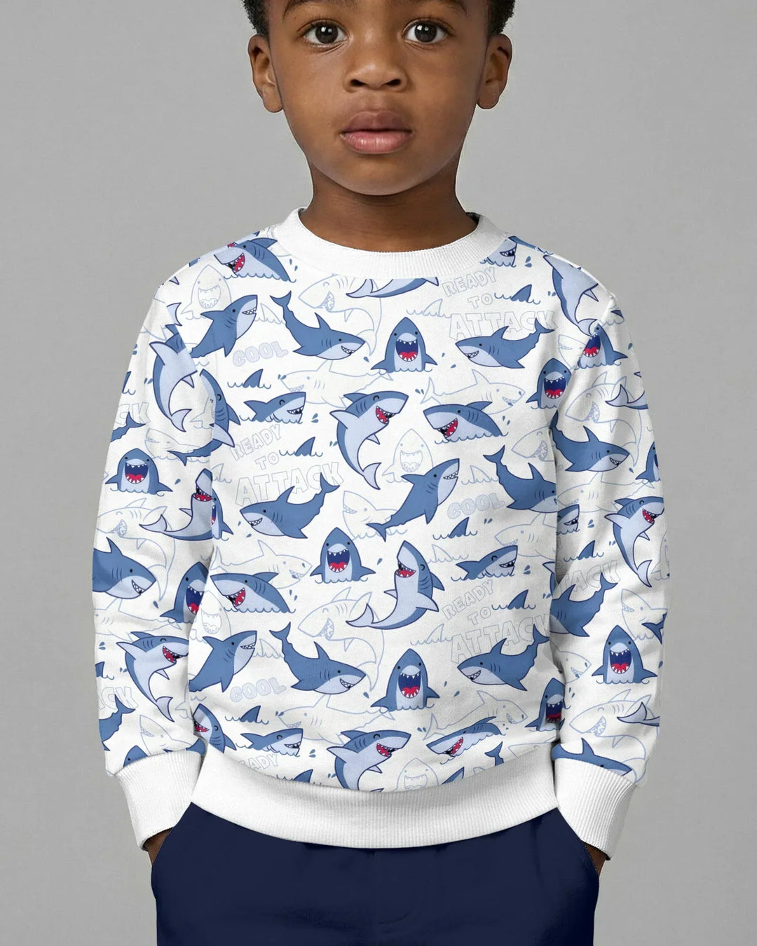Big Sharks Attack Bamboo Crewneck Sweatshirt