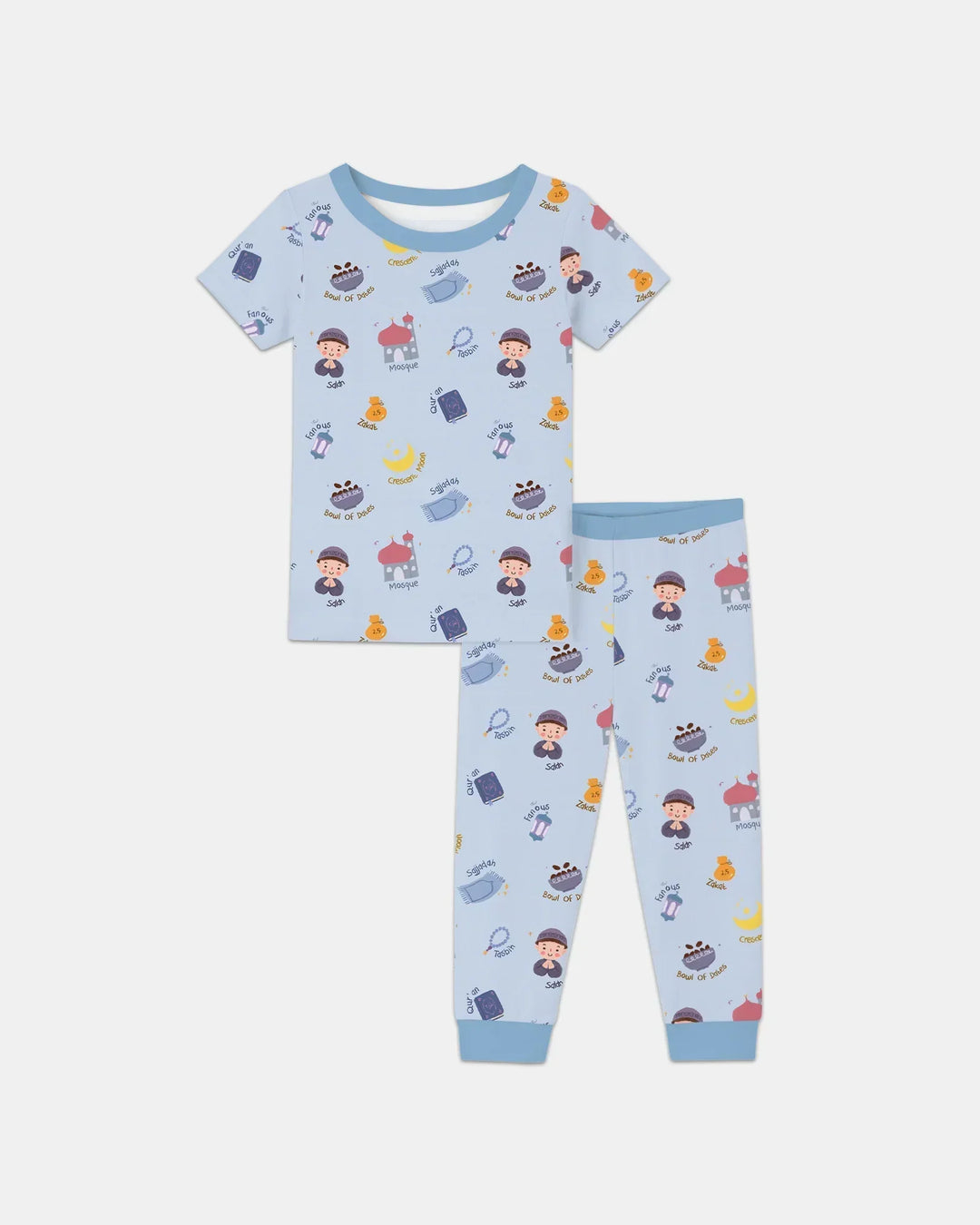 Cute Ramadhan Mubarak Bamboo Two Piece Short Sleeve Pajama Set