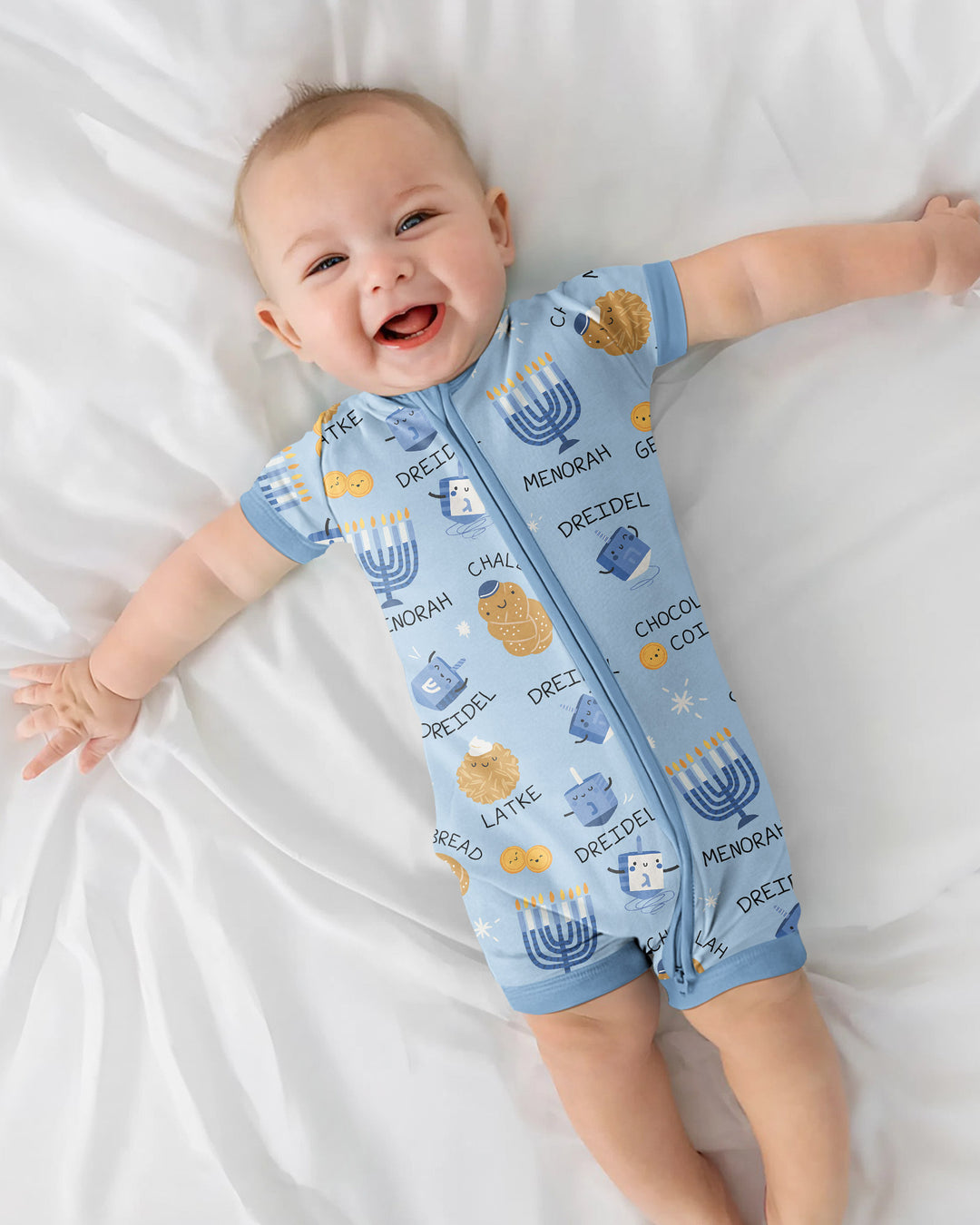 Family Hanukkah Matching Bamboo Shorty Zippy