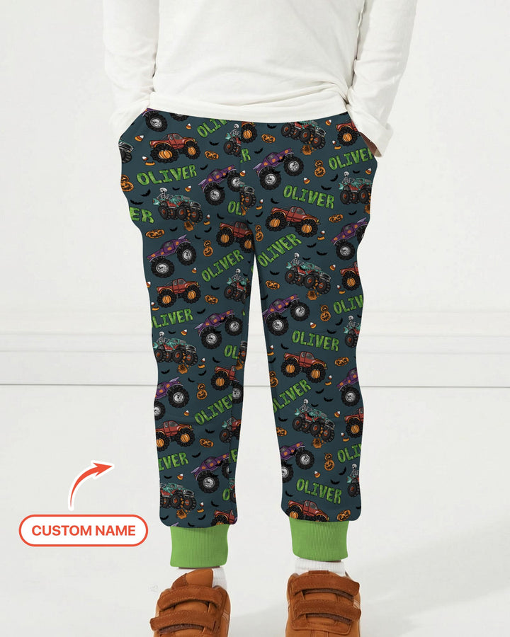 Custom Name Haunted Monster Trucks Bamboo Jogger