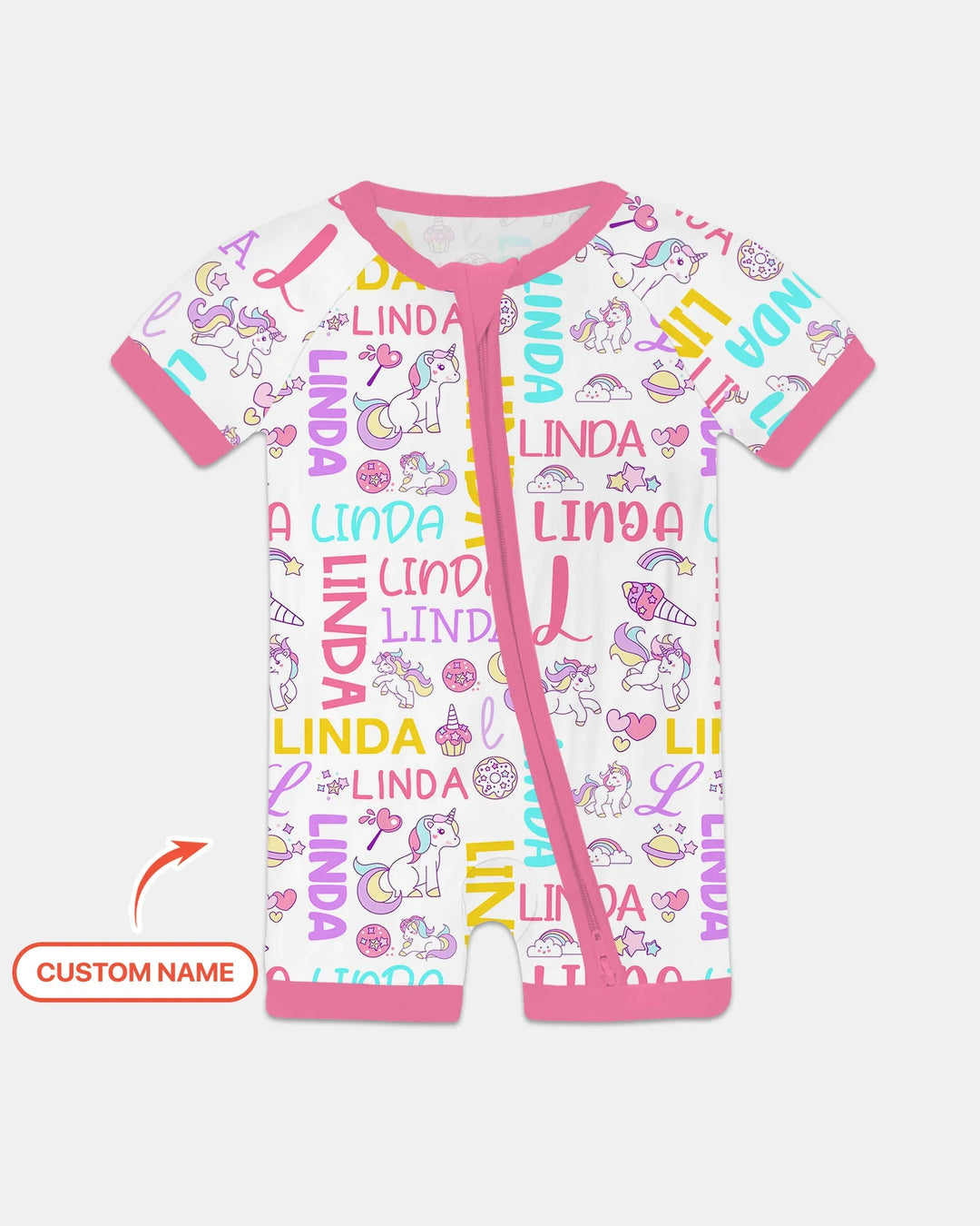 Personalized Fantasy Unicorn Word Bamboo Shorty Zippy