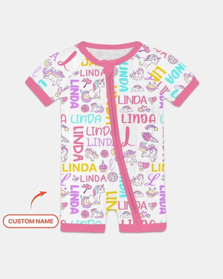 Personalized Fantasy Unicorn Word Bamboo Shorty Zippy