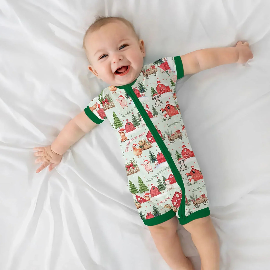 Christmas on Farm Bamboo Shorty Zippy