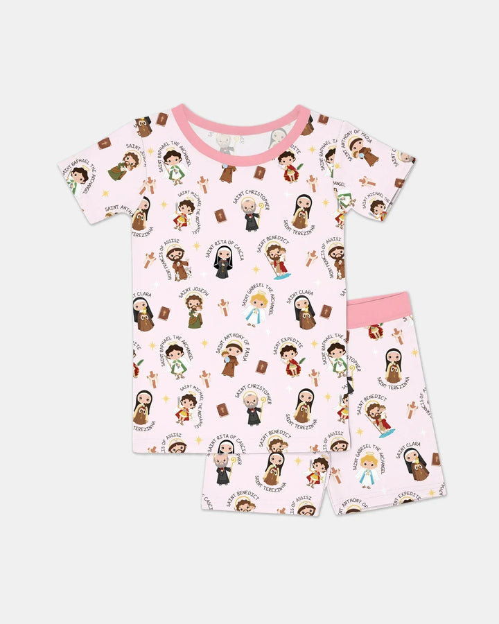 Saints in the Clouds Bamboo Two Piece Short Sleeve Shorts Pajama Set