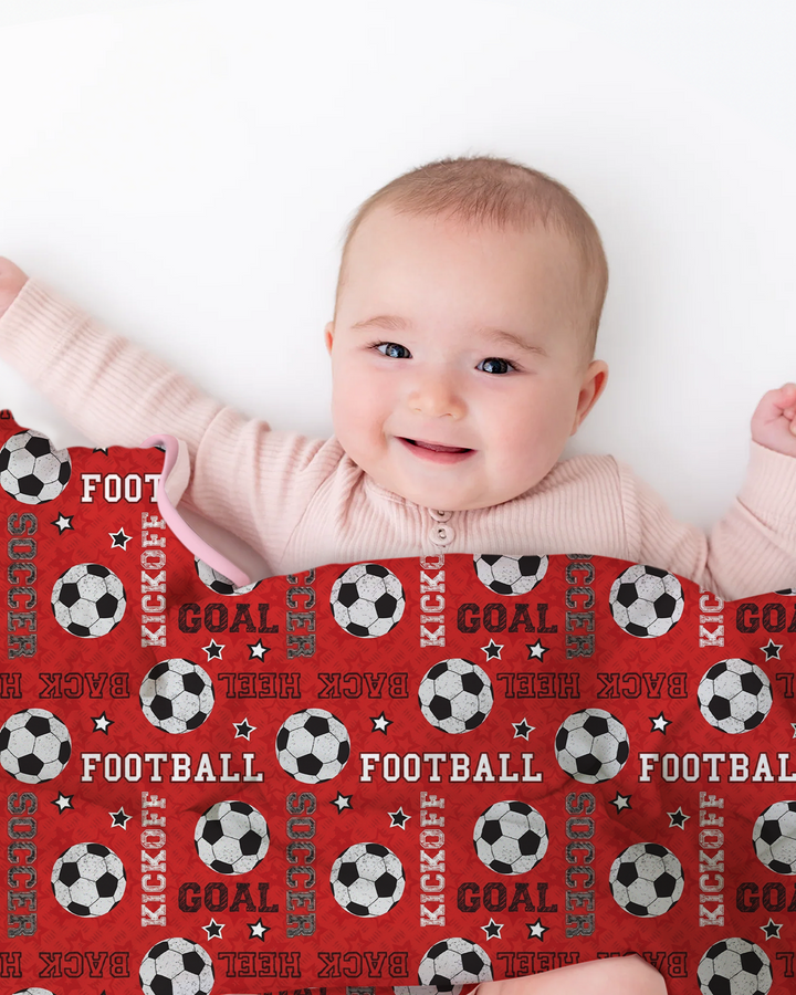 Red Soccer Ball Bamboo Blanket