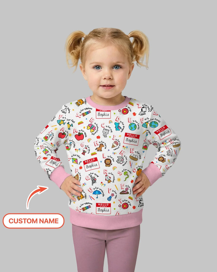 Custom Name Hello School ABCs Bamboo Crewneck Sweatshirt
