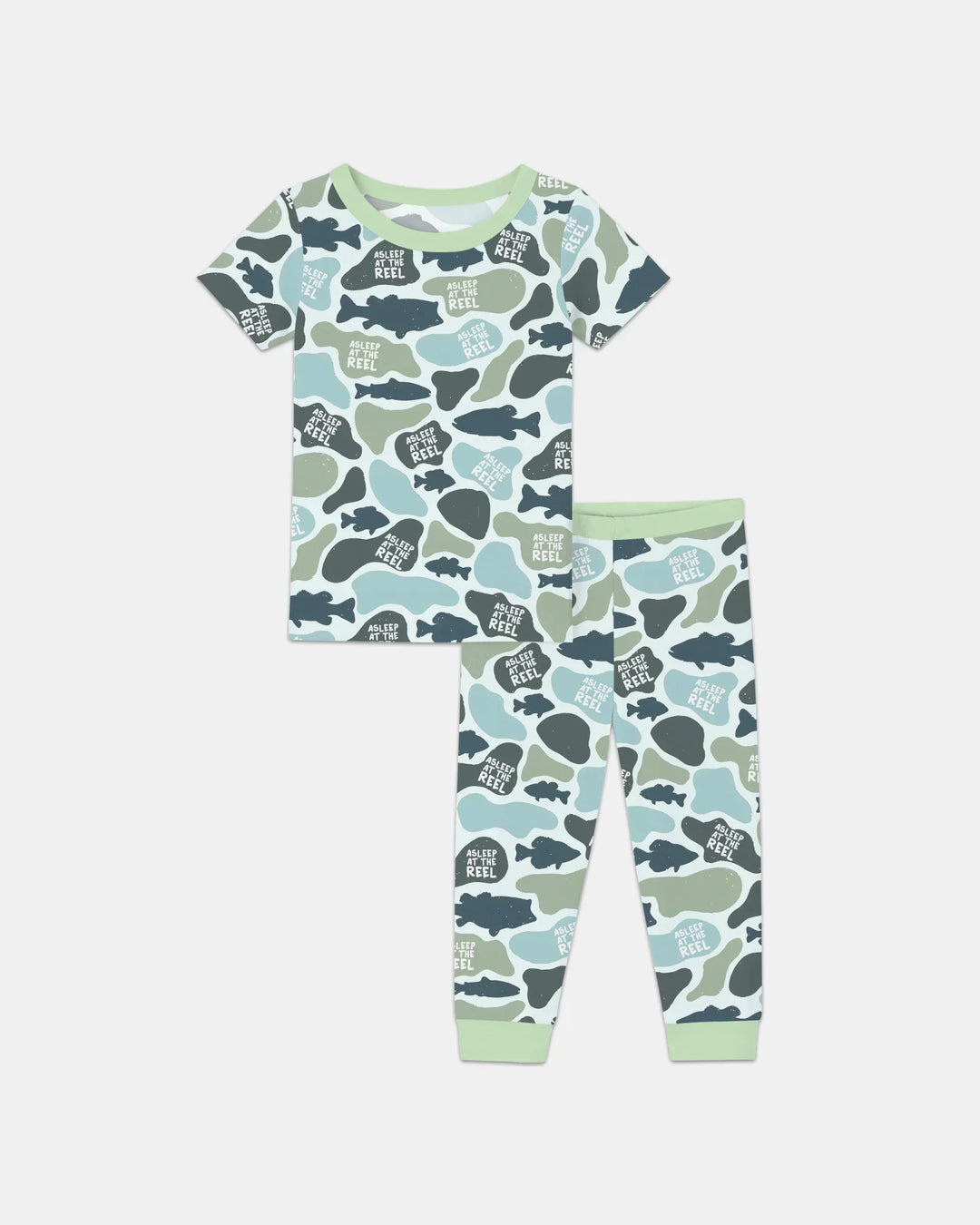 Asleep At The Reel Matching Daddy & Me Bamboo Two Piece Short Sleeve Pajama Set
