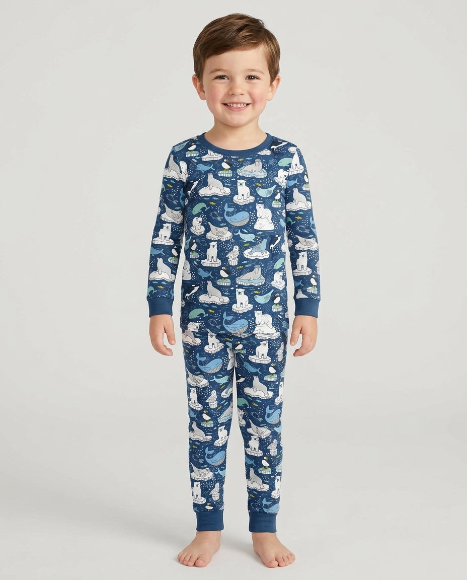 Animal Icebergs Bamboo Two Piece Long Sleeve Pajama Set