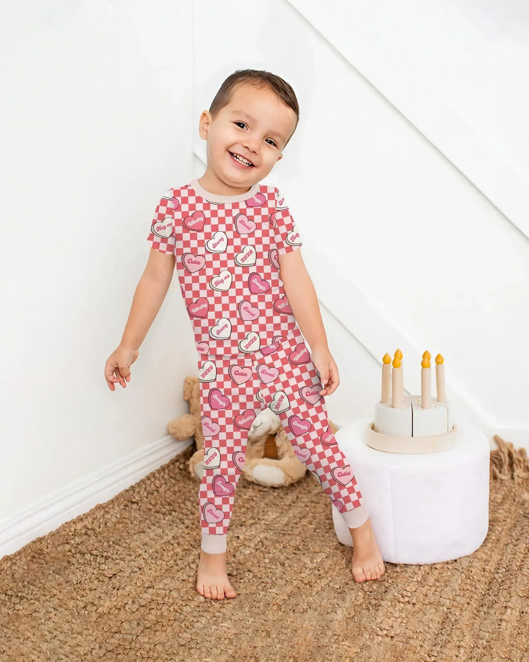 Valentine in Hearts Bamboo Two Piece Short Sleeve Pajama Set