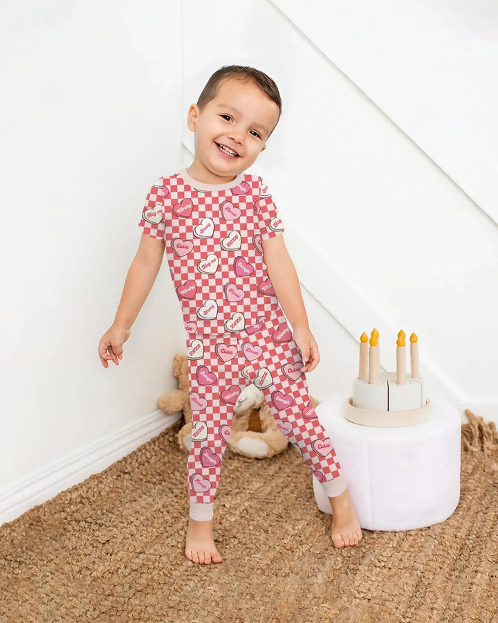 Valentine in Hearts Bamboo Two Piece Short Sleeve Pajama Set