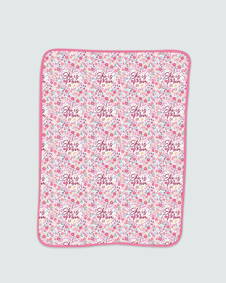 She Is Mom Floral Bamboo Blanket
