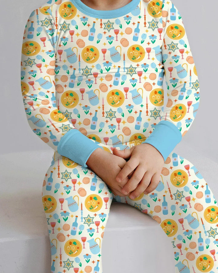 Pesach Sameach Matching Family Bamboo Two Piece Long Sleeve Pajama Set