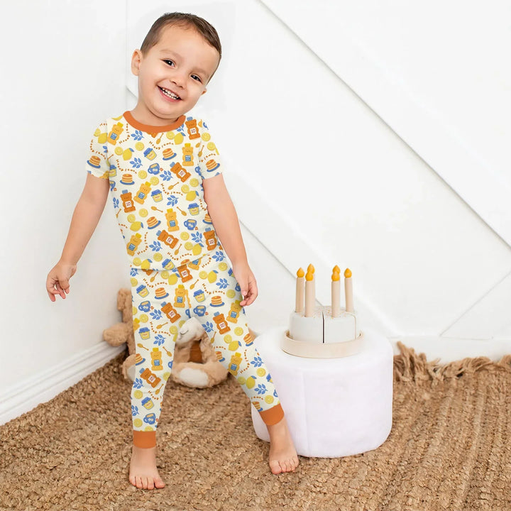 Honey Bear Bottle Bamboo Two Piece Short Sleeve Pajama Set