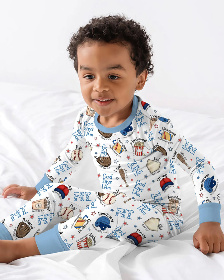 Christian Baseball Bamboo Two Piece Long Sleeve Pajama Set